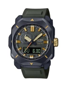Men Sports Functional Japan Eco-Drive Digital Watch Timer CASIO PRW-6900Y-3ER Green Dial 44mm image 1