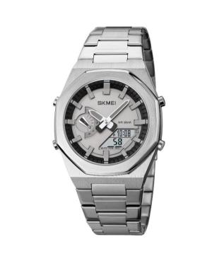 Men Functional Quartz Analog Watch Alarm SKMEI 1816SIWT Silver color Dial 41mm