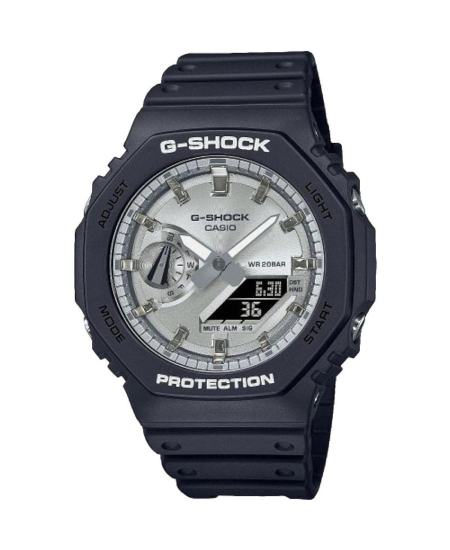 Men Sports Functional Diver Japan Quartz Digital Watch Timer CASIO GA-2100SB-1AER G-Shock Silver Dial 45mm