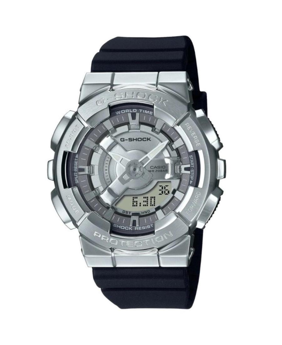 Kobiety sportowy Funkcjonalny Diver Japonia kwarcowy cyfrowe Zegarek Timer CASIO GM-S110-1AER G-Shock Srebrna Wybierz 42mm
