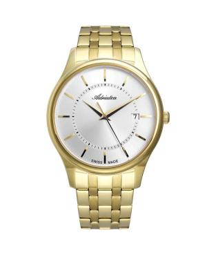 Men Classic Analog Klasické Swiss Quartz Watch ADRIATICA Silver Dial 40mm A1279.1113Q