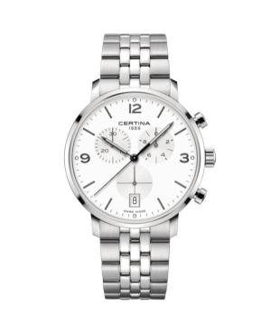 Men Classic Swiss Quartz Analog Watch Chronograph CERTINA C035.417.11.037.00 White Dial 42mm