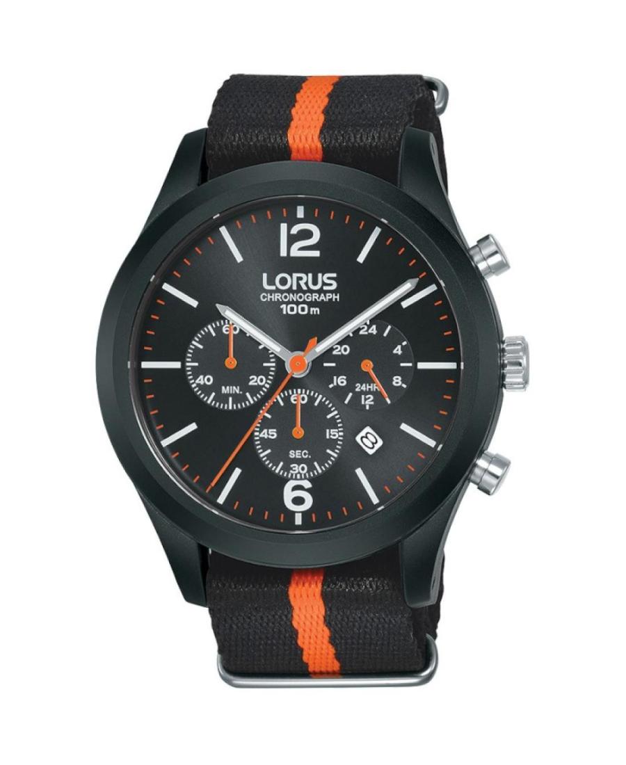 Мужские Спортивные Японские Кварцевые Аналоговый Часы Хронограф LORUS RT347HX-9 Черный Циферблат 44mm