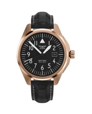 Men Klasické Swiss Quartz Analog Watch AVIATOR V.1.38.2.315.4 Černá Dial 42.8mm