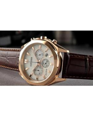 Vyriškas Sportinis Klasikinis Japoniškas Elektroninis, Solar Rodyklinis Watch Chronograph CITIZEN CA4593-15A Balta Dial 41mm image 3