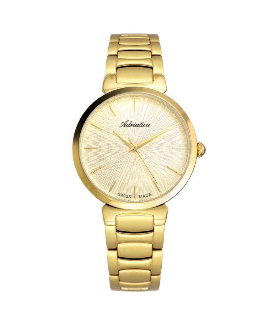 Women Classic Analog Klasické Swiss Quartz Watch ADRIATICA Gold color Dial 34mm A3706.1111Q