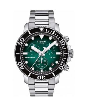 Mężczyźni klasyczny sportowy Diver Szwajcar kwarcowy analogowe Zegarek Chronograf TISSOT T120.417.11.091.01 Zielony Wybierz 45.6