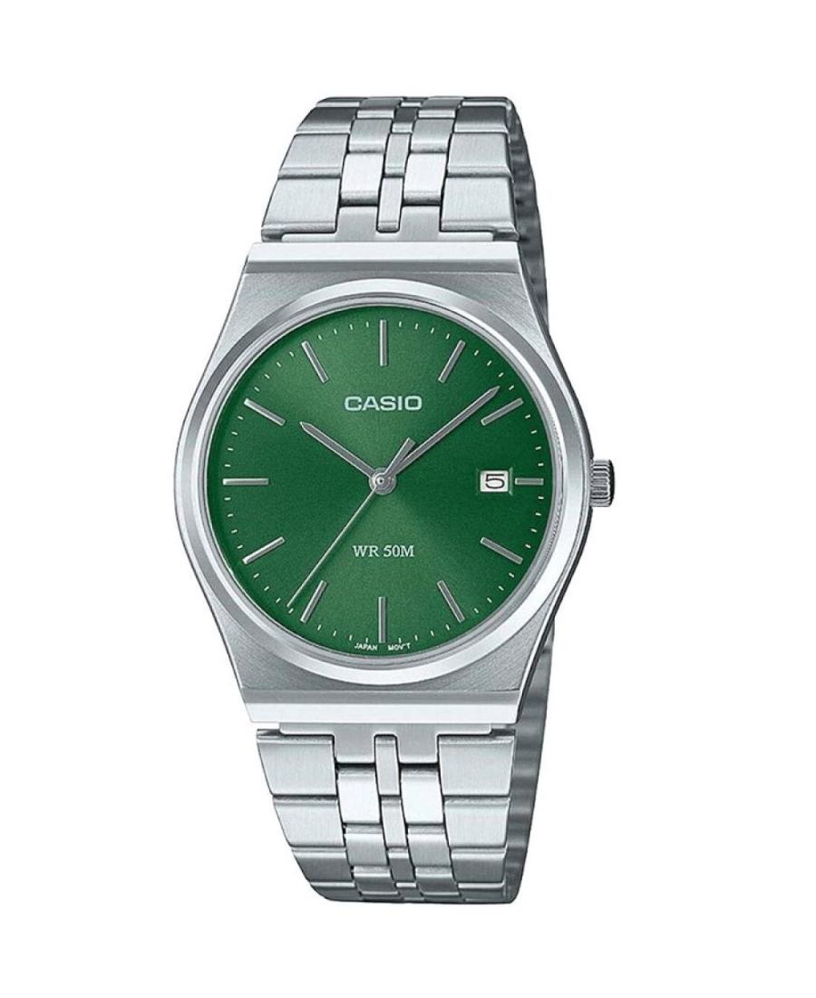 Men Klasické Japan Quartz Analog Watch CASIO MTP-B145D-3AVEF Zelená Dial 35mm