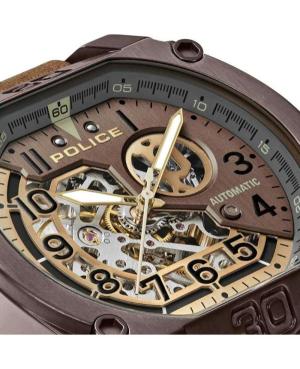Men Fashion Automatic Analog Watch Skeleton POLICE PEWGE0040002 Hnědá Dial 45mm image 4