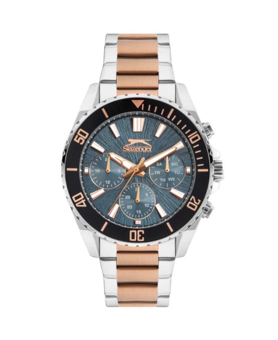 Men Klassisch Quartz Analog Watch SLAZENGER SL.9.2273.2.07 Blau Dial 43mm