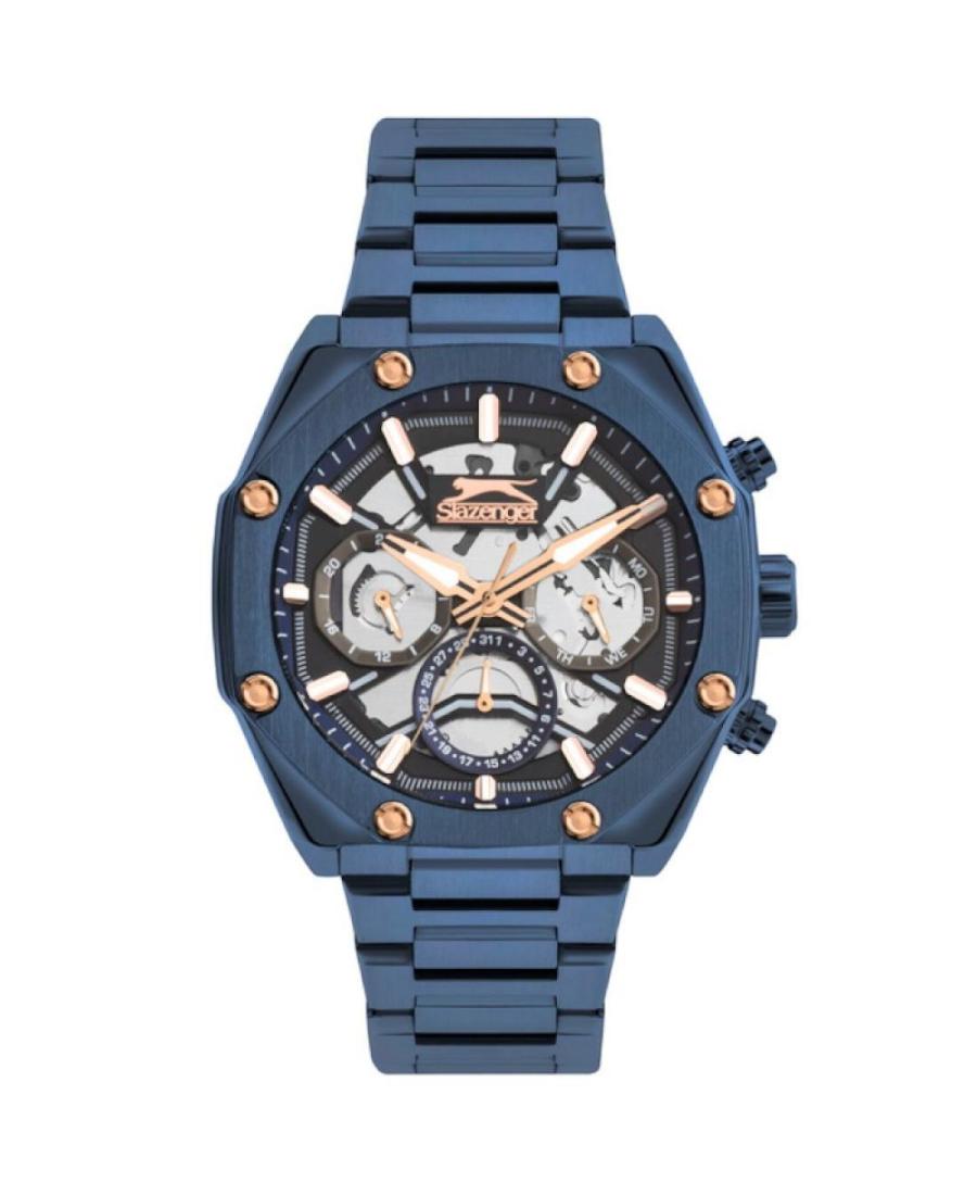 Men Klasické Quartz Analog Watch SLAZENGER SL.9.2318.2.06 Silver Dial 43mm