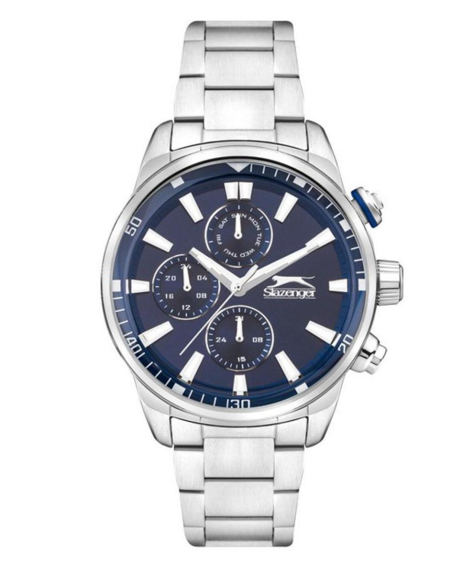 Men Klassisch Quartz Analog Watch SLAZENGER SL.9.2272.2.02 Blau Dial 43mm