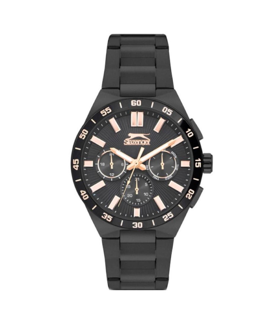 Men Klassisch Quartz Analog Watch SLAZENGER SL.9.2285.2.05 Schwarz Dial 45mm