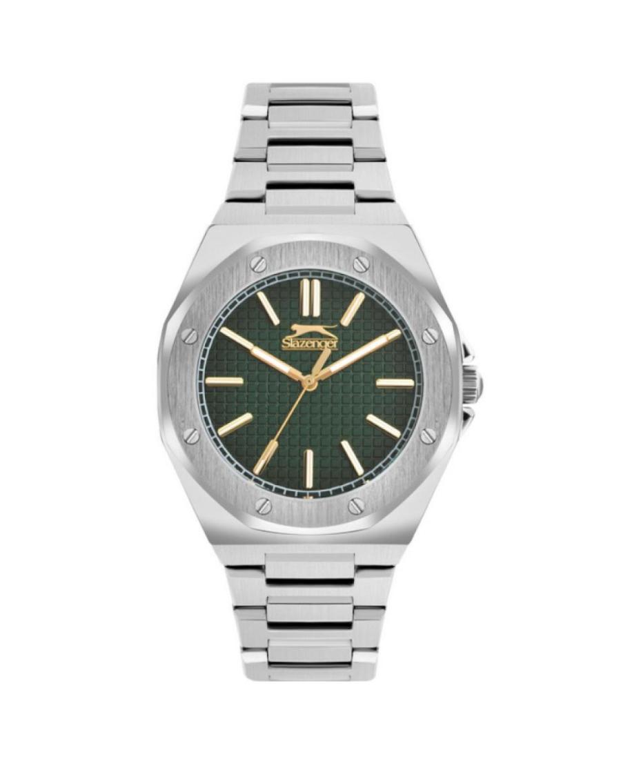 Men Klasické Quartz Analog Watch SLAZENGER SL.9.2305.1.02 Zelená Dial 43mm