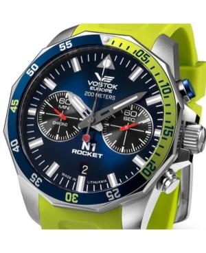 Men Diver Quartz Analog Watch Chronograph VOSTOK EUROPE 6S21-225A708SilY Modrá Dial 46mm image 5