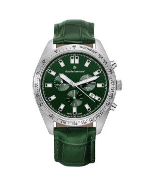 Vyriškas Klasikinis Swiss Kvarcinis Rodyklinis Watch Chronograph CLAUDE BERNARD 10247 3C VIN Žalia Dial 44mm