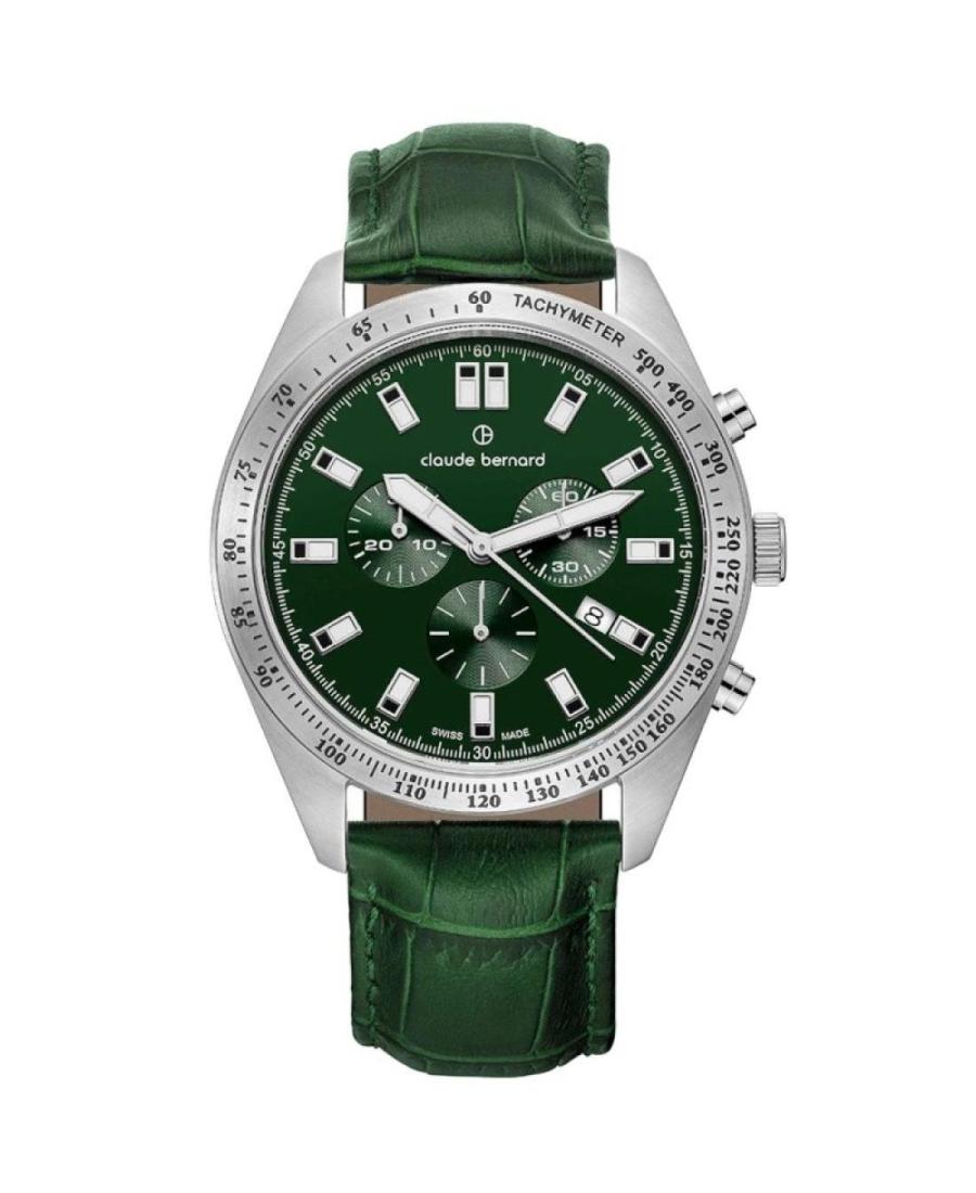 Vyriškas Klasikinis Swiss Kvarcinis Rodyklinis Watch Chronograph CLAUDE BERNARD 10247 3C VIN Žalia Dial 44mm