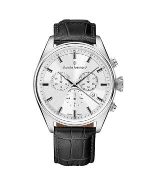 Vyriškas Klasikinis Swiss Kvarcinis Rodyklinis Watch Chronograph CLAUDE BERNARD 10254 3C AIN Sidabras Dial 41mm