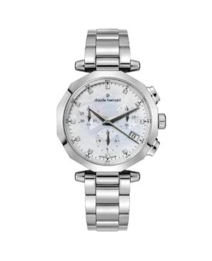 Women Klasické Swiss Quartz Analog Watch Chronograph CLAUDE BERNARD 10251 3M NAN Silver Dial 36mm