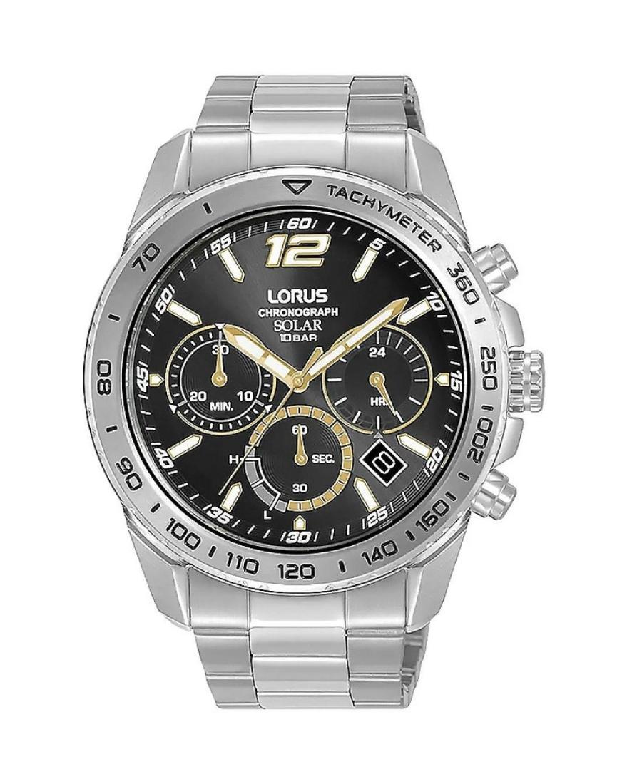 Men Sports Japan Eco-Drive Analog Watch Chronograph LORUS RZ509AX-9 Schwarz Dial 45mm