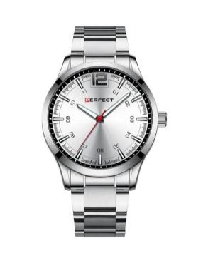 Men Klasické Quartz Analog Watch PERFECT M115-01 Silver Dial 44mm