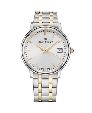 Men Klassisch Swiss Quartz Analog Watch CLAUDE BERNARD 53009 357JM AID Silver Dial 42mm