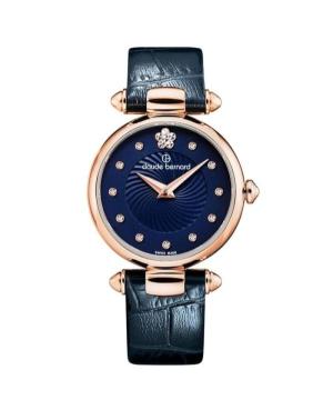 Women Klassisch Swiss Quartz Analog Watch CLAUDE BERNARD 20501 37R BUIFR2 Blau Dial 28mm