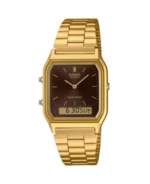 Men Functional Klassisch Japan Quartz Analog Watch Alarm CASIO AQ-230GA-5AMQYES Braun Dial 28mm