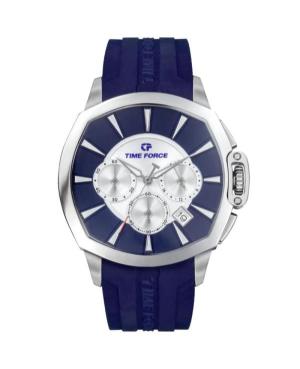 Men Sports Swiss Quartz Analog Watch Chronograph TIME FORCE TF5029M-03 Silver Dial 45mm