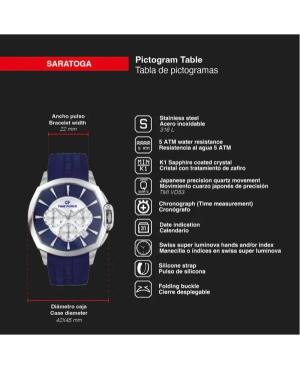 Men Sports Swiss Quartz Analog Watch Chronograph TIME FORCE TF5029M-03 Silver Dial 45mm image 2