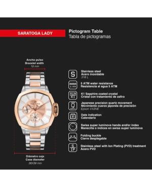 Moteriškas Klasikinis Sportinis Swiss Kvarcinis Rodyklinis Watch TIME FORCE TF5029LAR-02M Aukso spalvos Dial 36mm image 2