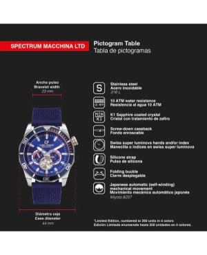 Mężczyźni sportowy Szwajcar automatyczny analogowe Zegarek Szkielet TIME FORCE TF5035M-03LTD Wielokolorowy Wybierz 44mm image 2