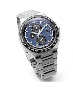 Men Functional Klassisch Japan Eco-Drive Analog Watch Chronograph CITIZEN AT8238-84L Blau Dial 43.5mm image 3