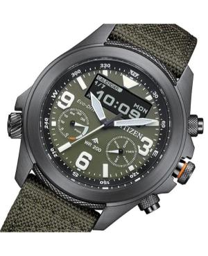 Mężczyźni sportowy Funkcjonalny Diver Japonia bateria słoneczna cyfrowe Zegarek Budzik CITIZEN JV1005-02W Zielony Wybierz 44mm image 7