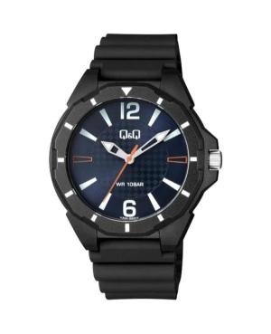 Vyriškas Sportinis Japoniškas Kvarcinis Rodyklinis Watch Q&Q V30A-002VY Mėlyna Dial 43mm