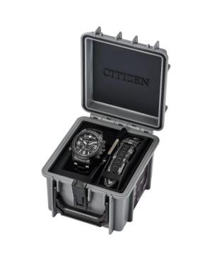 Vyriškas Sportinis Su funkcijomis Diver Japoniškas Elektroninis, Solar Rodyklinis Watch Alarm CITIZEN JV1008-63E Juodas Dial 44m image 3