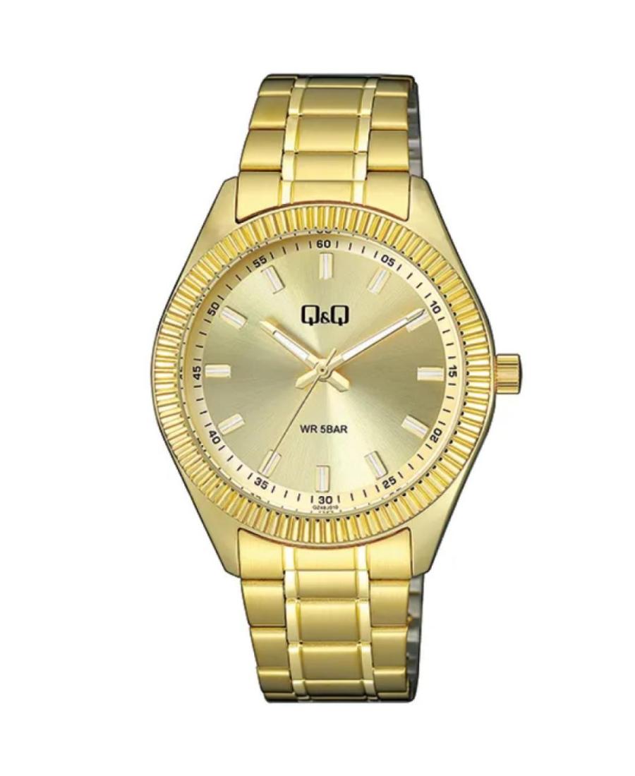 Men Klassisch Japan Quartz Analog Watch Q&Q QZ48J010Y Golden Dial 40mm