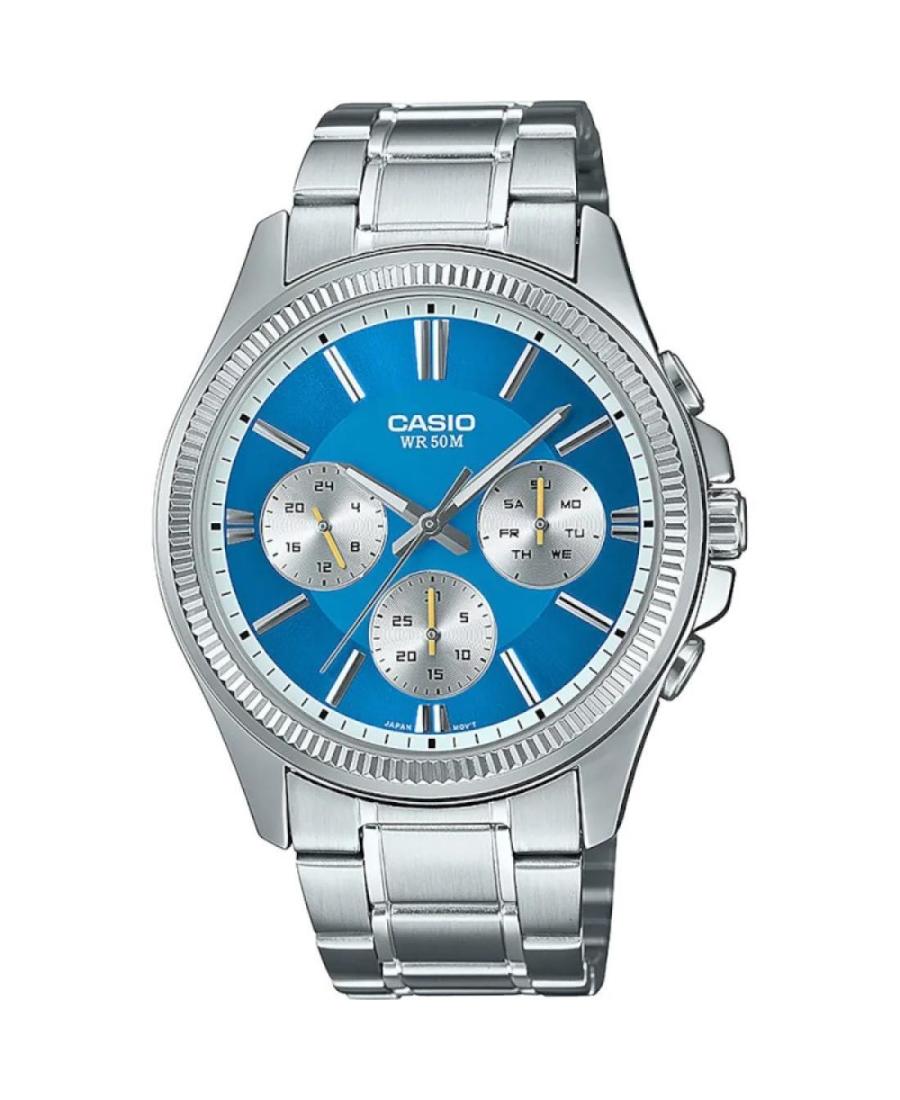 Vyriškas Klasikinis Japoniškas Kvarcinis Rodyklinis Watch CASIO MTP-1375PD-2A2VEF Mėlyna Dial 43.8mm