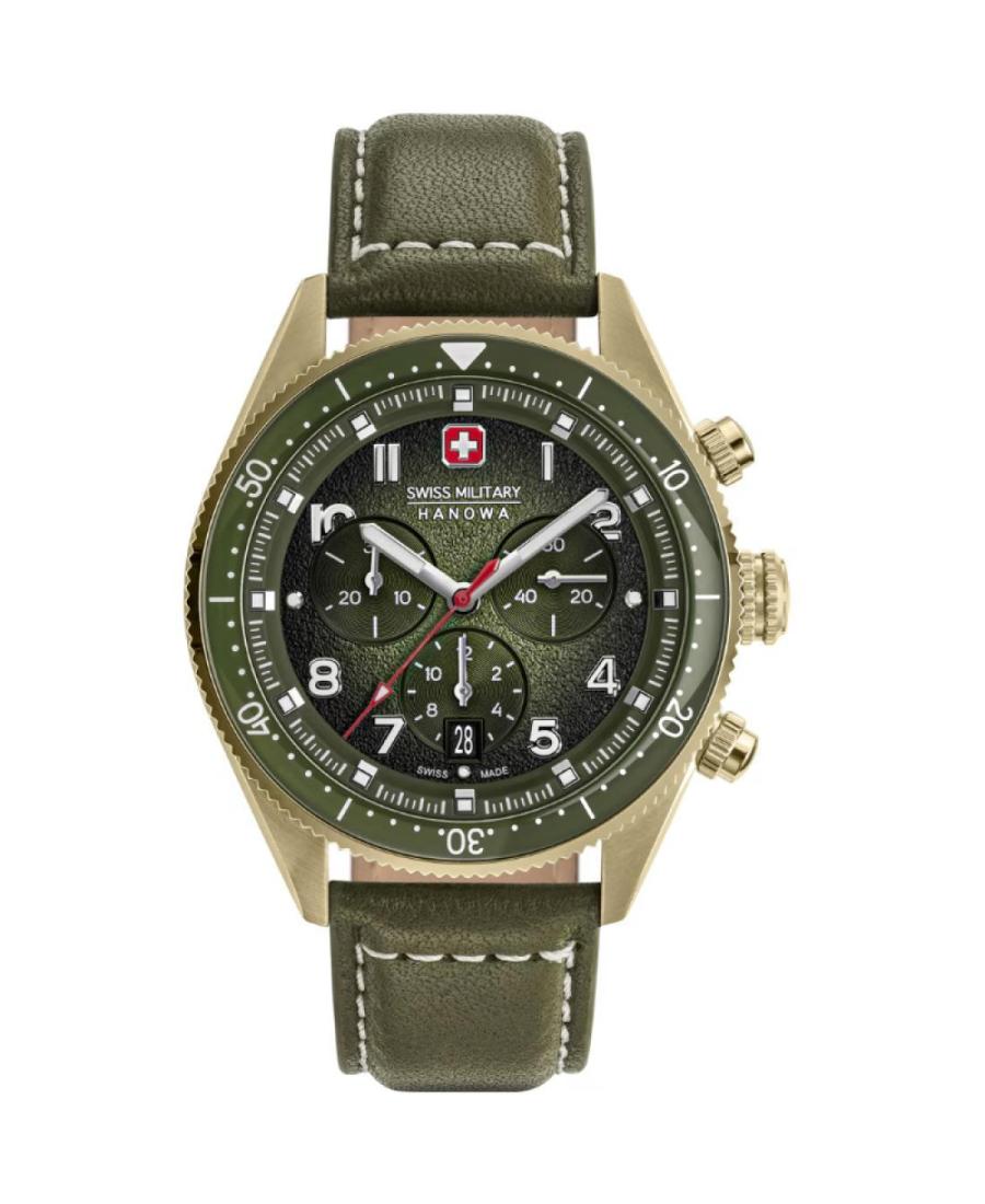 Men Sports Swiss Quartz Analog Watch Chronograph SWISS MILITARY HANOWA SMWGC0003850 Grün Dial 43mm