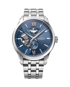 Men Klasické Luxury Japan Automatic Analog Watch Skeleton ORIENT STAR RE-AV0B08L00B Modrá Dial 41mm