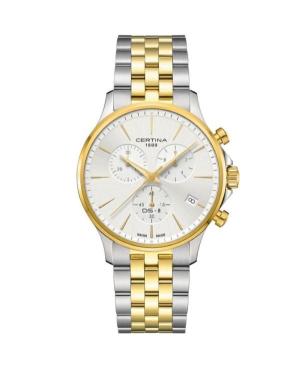 Men Klassisch Swiss Quartz Analog Watch Chronograph CERTINA C045.417.22.031.00 Silver Dial 41mm