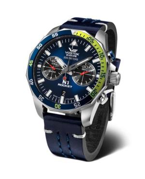 Vyriškas Diver Kvarcinis Rodyklinis Watch Chronograph VOSTOK EUROPE 6S21-225A708 Mėlyna Dial 46mm