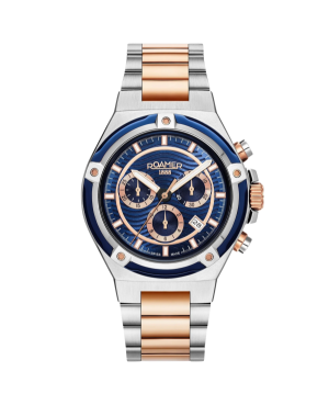 Men Swiss Quartz Watch ROAMER 221837 49 45 20 Modrá Dial 42mm