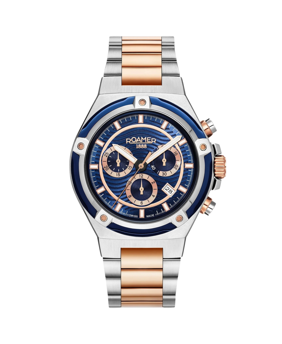 Men Swiss Quartz Watch ROAMER 221837 49 45 20 Modrá Dial 42mm