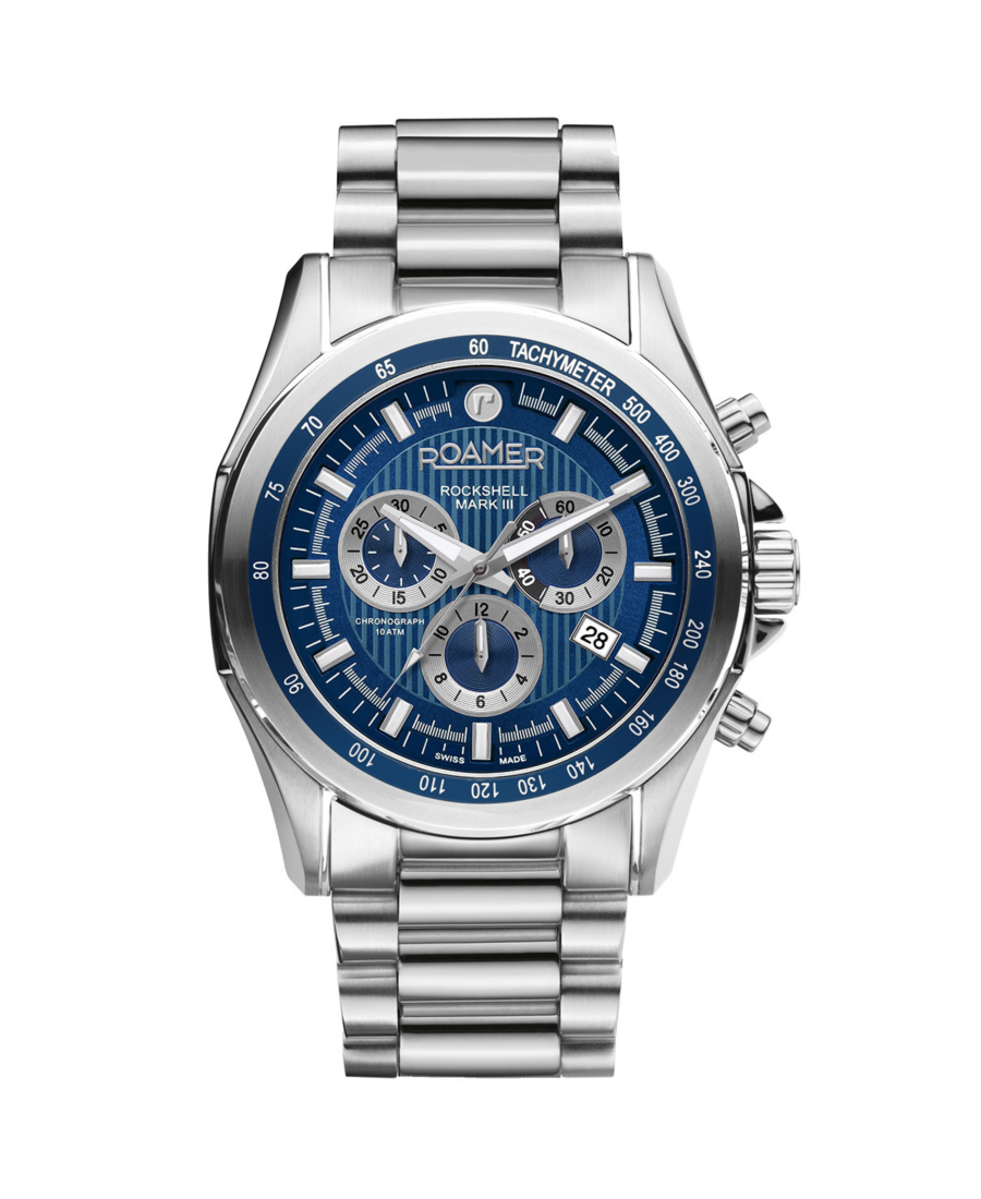 Men Sports Swiss Quartz Watch ROAMER 220837 41 45 20 Blue Dial 44mm