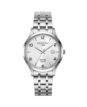 Men Classic Swiss Quartz Watch ROAMER 509833 41 14 20 Silver Dial 41.5mm