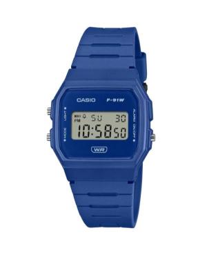 Mężczyźni sportowy Japonia kwarcowy cyfrowe Zegarek Budzik CASIO F-91WB-2A1EF Niebieska Wybierz 34mm