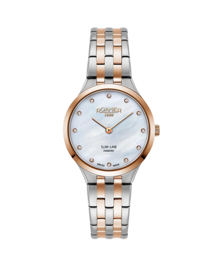 Women Classic Swiss Quartz Watch ROAMER 512847 49 89 20 Mother of Pearl Dial 30mm