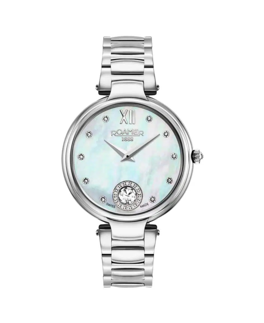 Women Klassisch Swiss Quartz Watch ROAMER 600843 41 19 50 Mother of Pearl Dial 38mm