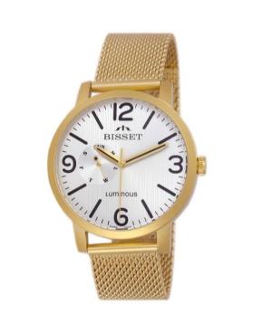 Men Classic Swiss Quartz Analog Watch BISSET BSDE72GMSX03BX Silver Dial 42mm